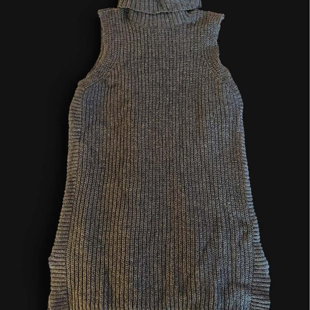 Merona Sleeveless Turtleneck Sweater XS Gray Ribbed Knit